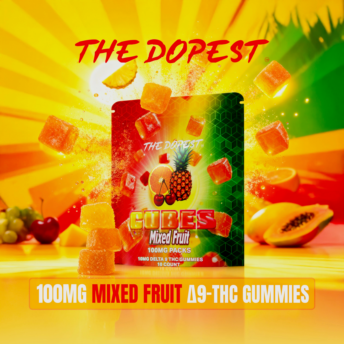 The Dopest Cubes: Mixed Fruit 100mg Delta 9 Gummies | The Dopest