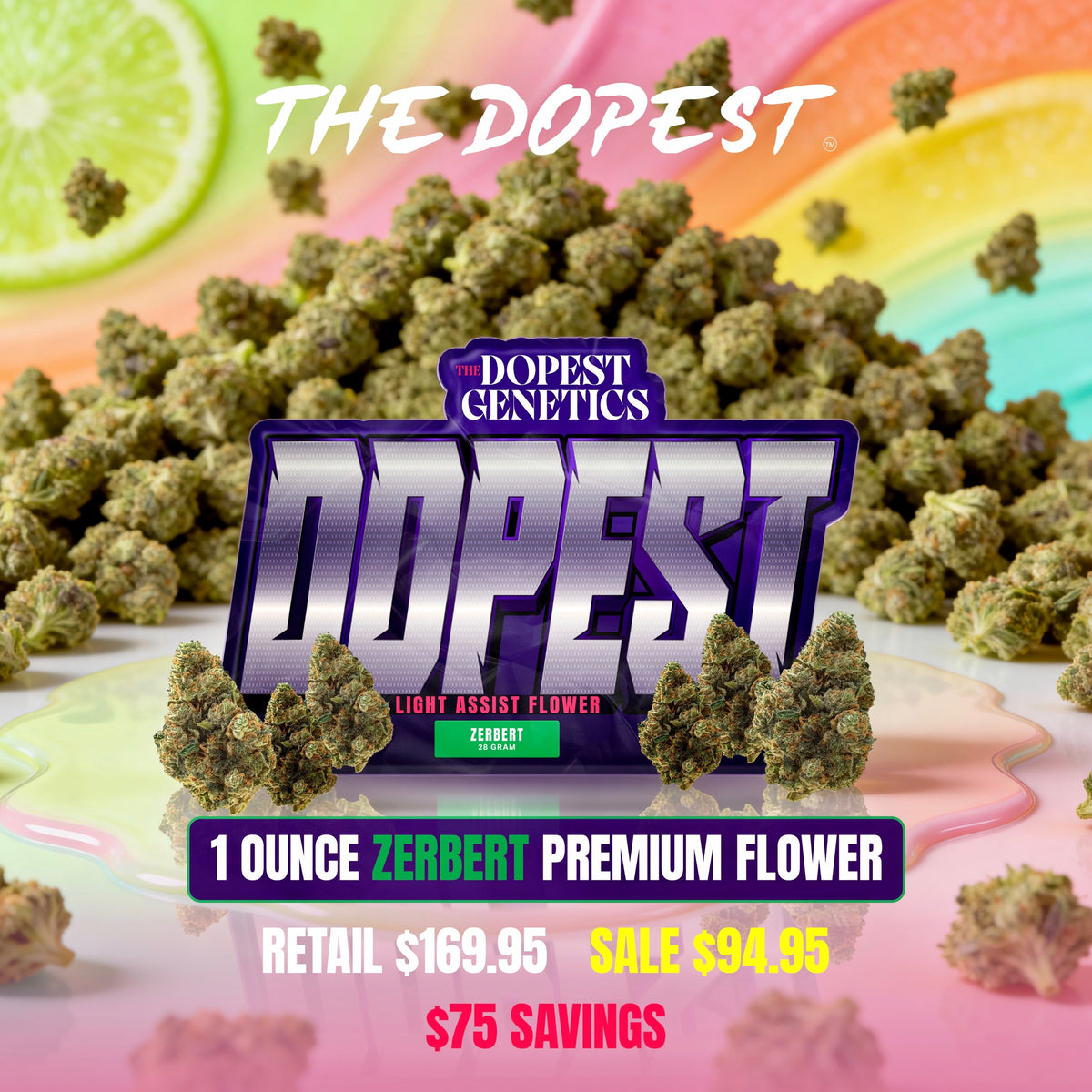 1 Ounce Premium Flower Zerbert Indica | The Dopest