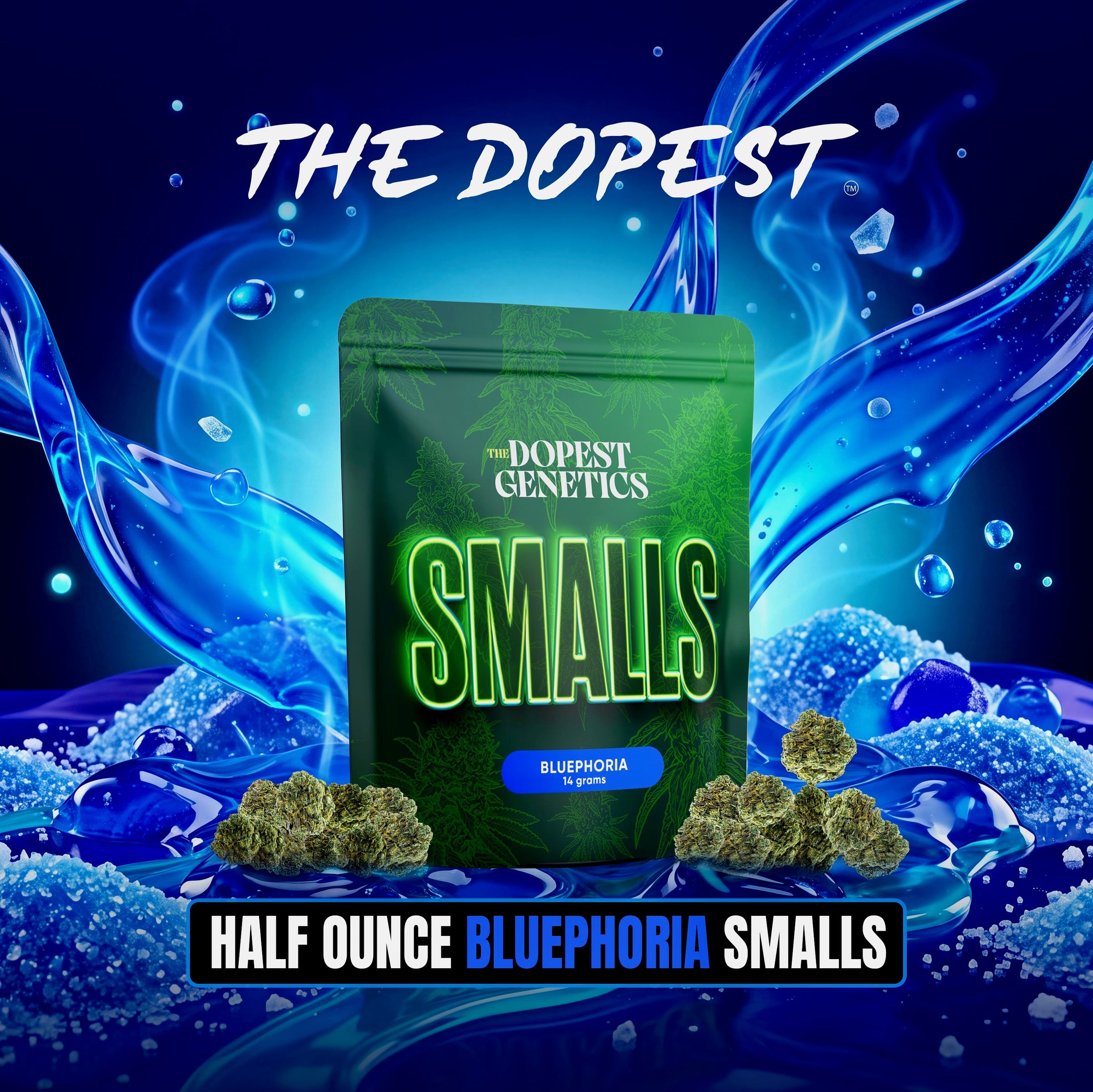 Smalls: Bluephoria Hybrid flower 14 grams | The Dopest