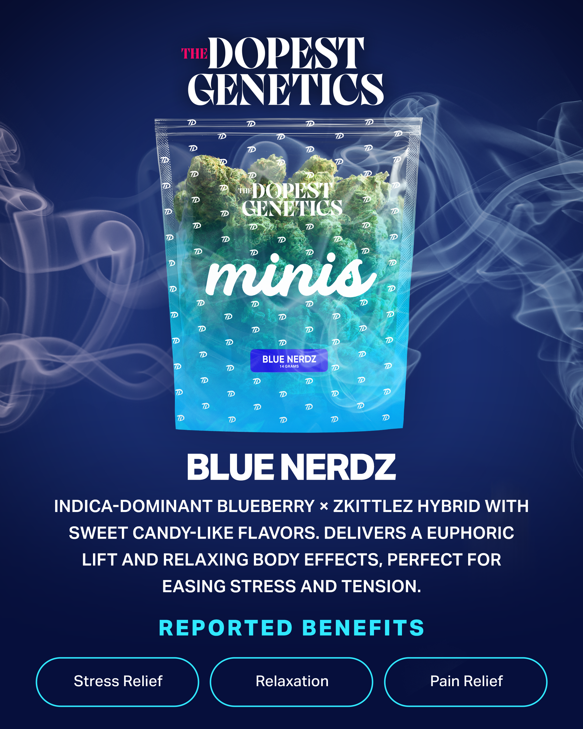 MINIS Blue Nerdz Hybrid Flower 14 grams | The Dopest MINIS Blue Nerdz Hybrid Flower 14 grams | The Dopest