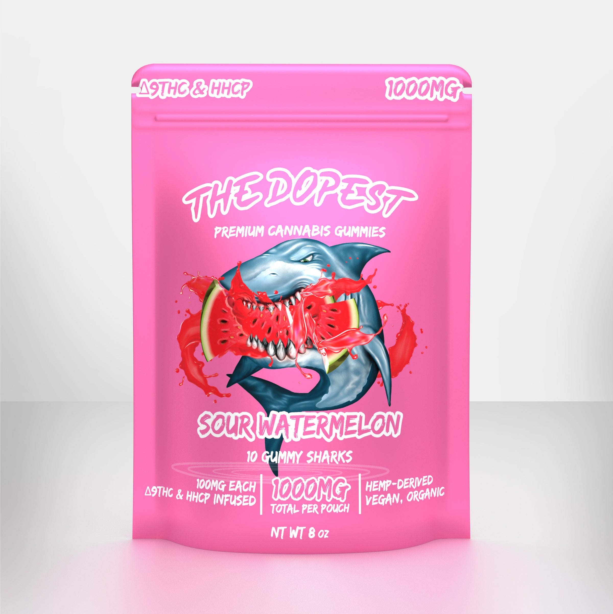 Sour Watermelon Sharks HHCP + D9 Gummies - 1000mg | The Dopest